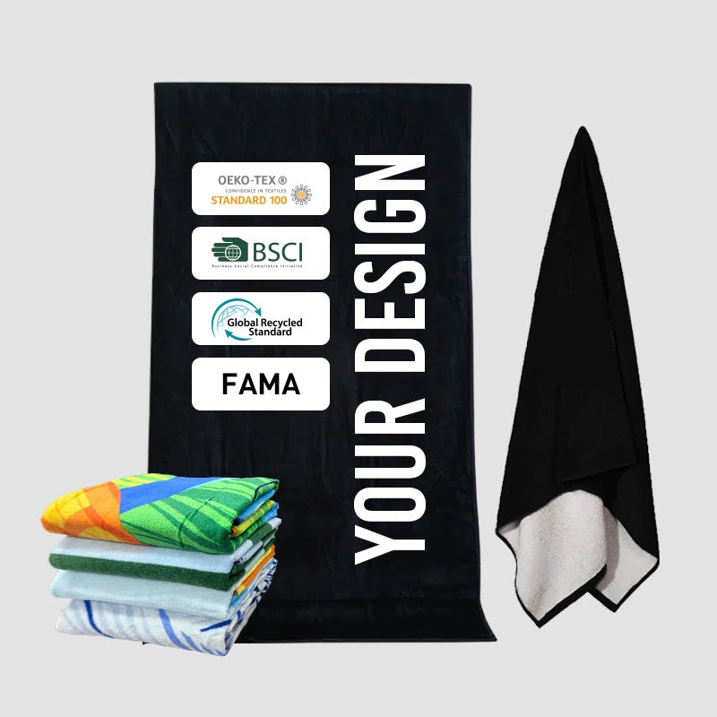 Custom printing logo microfiber beach towel