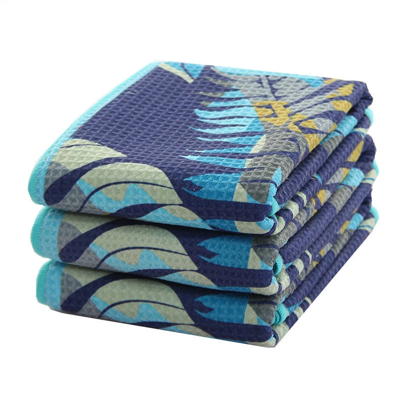 Double sides printing microfiber waffle towel